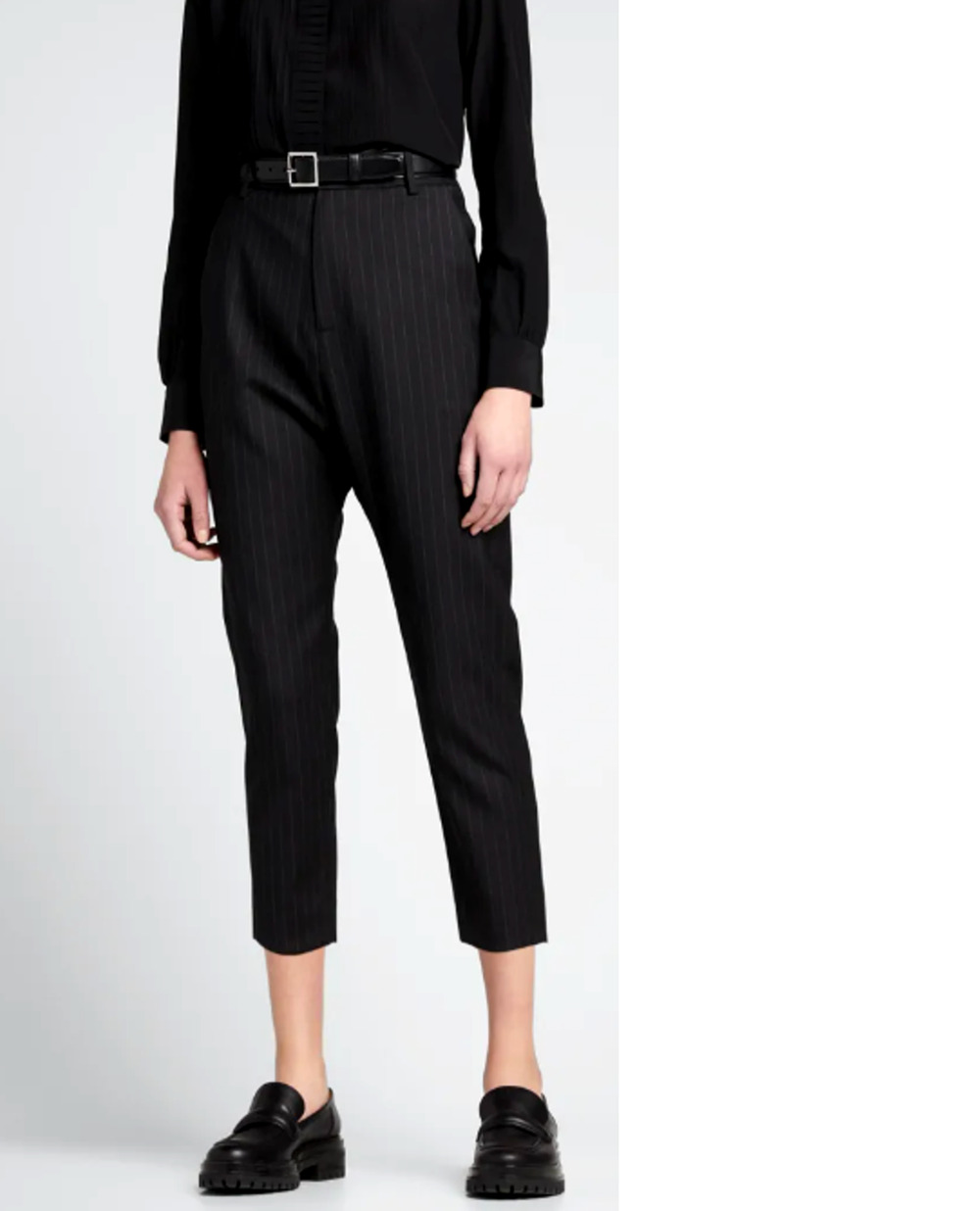 Nili Lotan 8 Wool Pinstripe Chelsea Pants $595 High Waist Straight Leg Navy